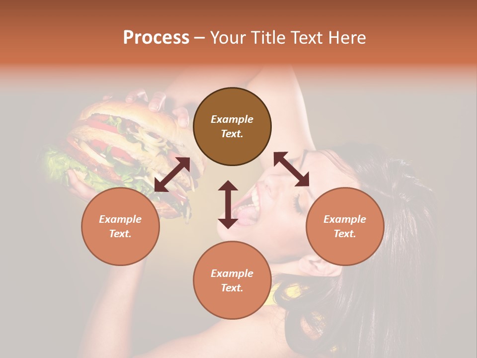 A Woman Holding A Large Hamburger Up To Her Face PowerPoint Template