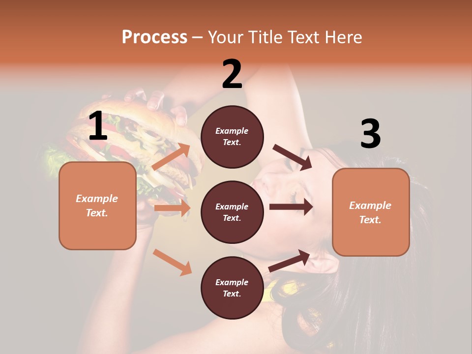 A Woman Holding A Large Hamburger Up To Her Face PowerPoint Template