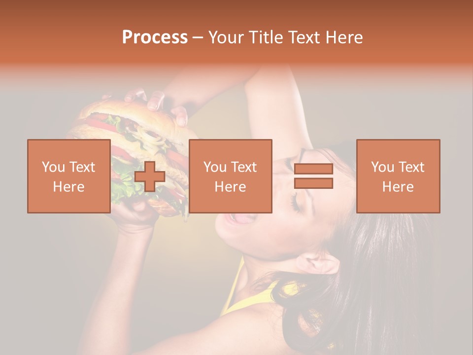 A Woman Holding A Large Hamburger Up To Her Face PowerPoint Template
