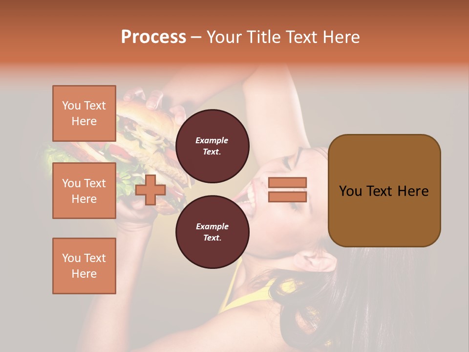 A Woman Holding A Large Hamburger Up To Her Face PowerPoint Template