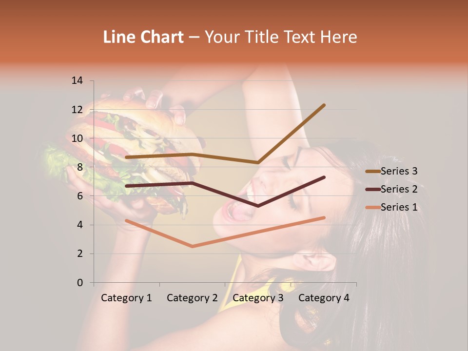 A Woman Holding A Large Hamburger Up To Her Face PowerPoint Template