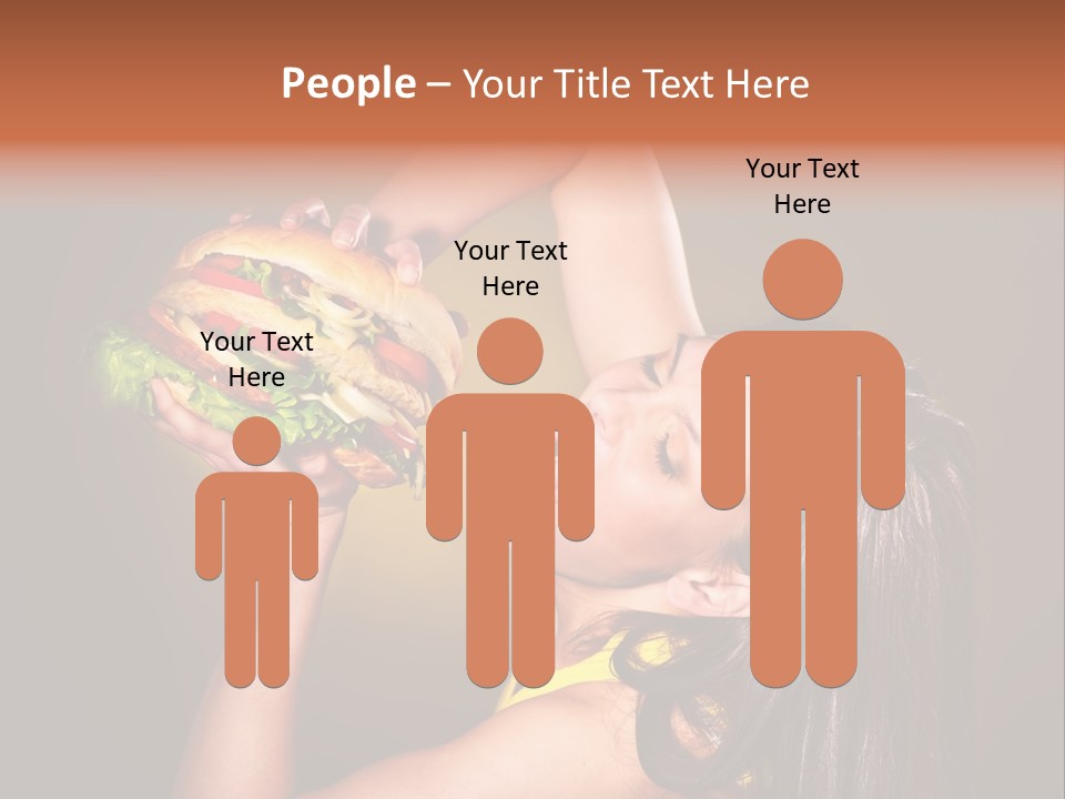 A Woman Holding A Large Hamburger Up To Her Face PowerPoint Template
