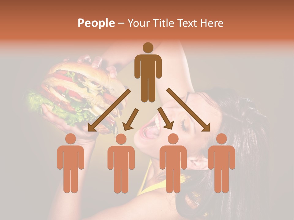 A Woman Holding A Large Hamburger Up To Her Face PowerPoint Template