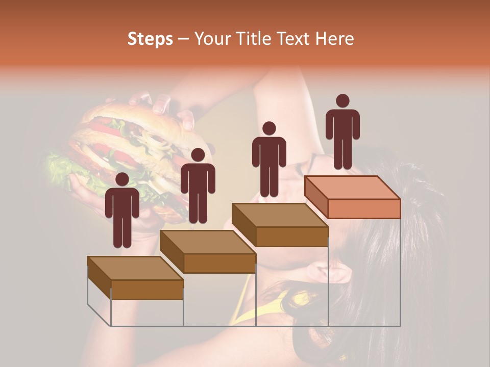 A Woman Holding A Large Hamburger Up To Her Face PowerPoint Template