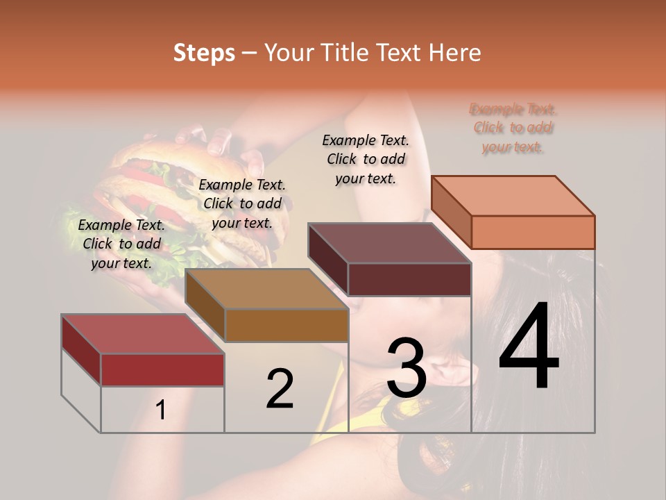 A Woman Holding A Large Hamburger Up To Her Face PowerPoint Template