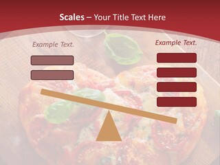 A Heart Shaped Pizza On A Cutting Board With Two Glasses Of Wine PowerPoint Template