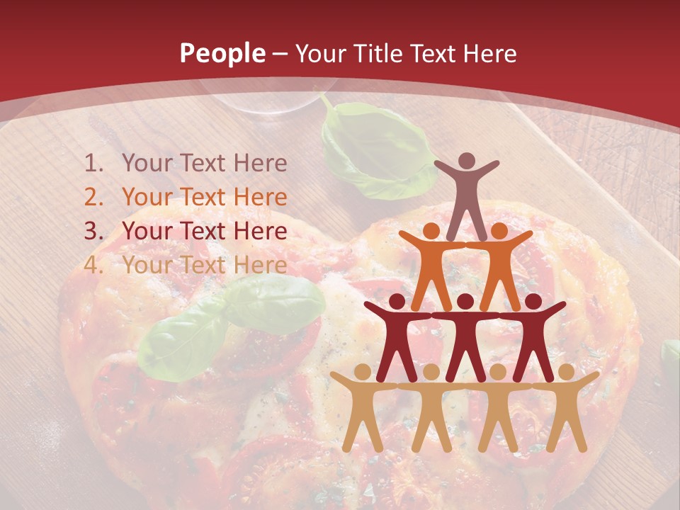 A Heart Shaped Pizza On A Cutting Board With Two Glasses Of Wine PowerPoint Template