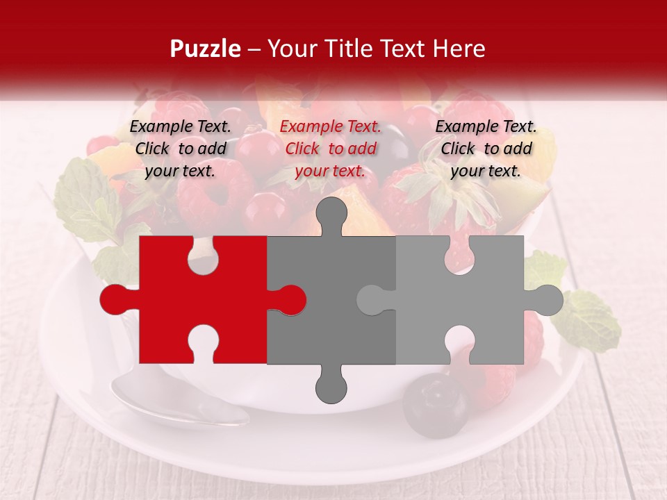 A Bowl Of Fruit With A Spoon On A Plate PowerPoint Template