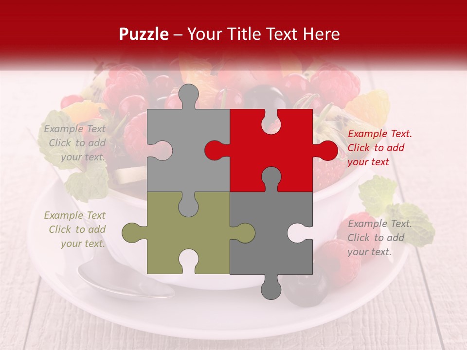 A Bowl Of Fruit With A Spoon On A Plate PowerPoint Template