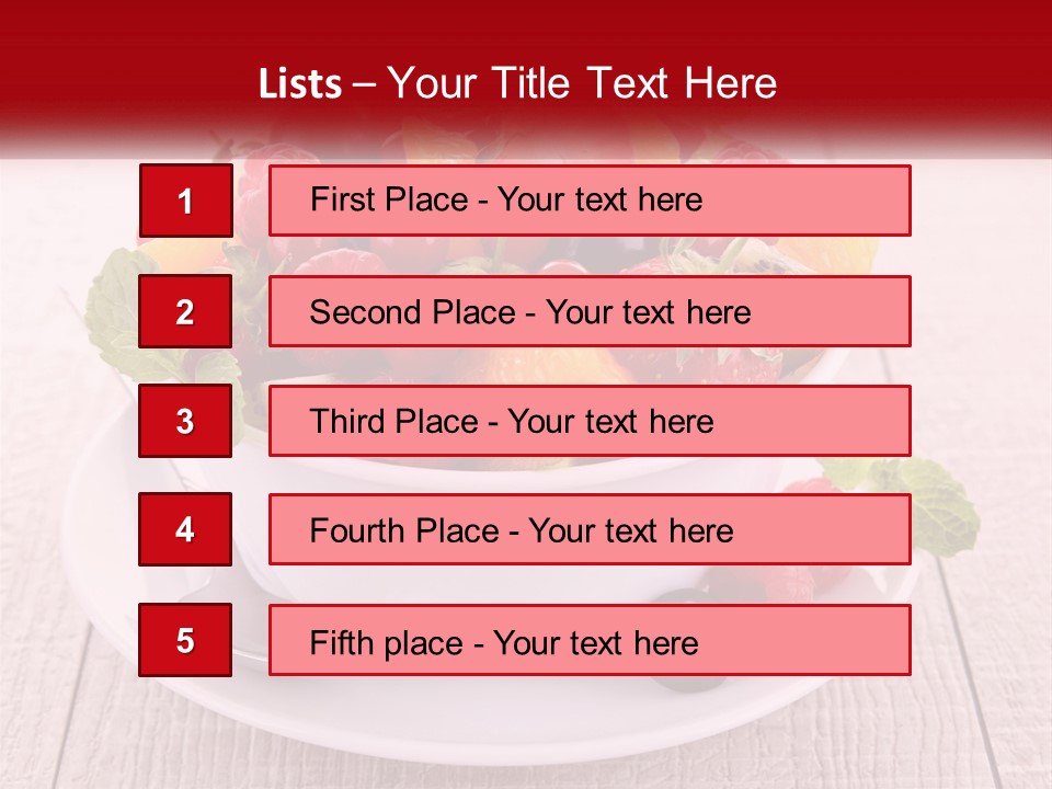 A Bowl Of Fruit With A Spoon On A Plate PowerPoint Template