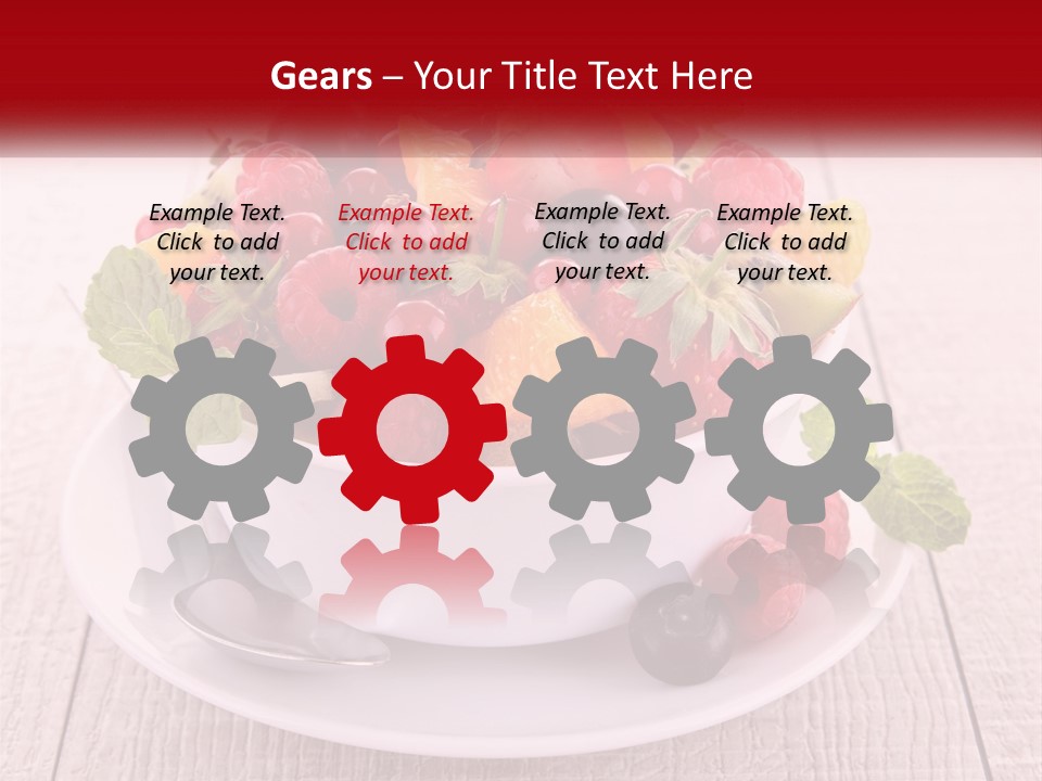 A Bowl Of Fruit With A Spoon On A Plate PowerPoint Template