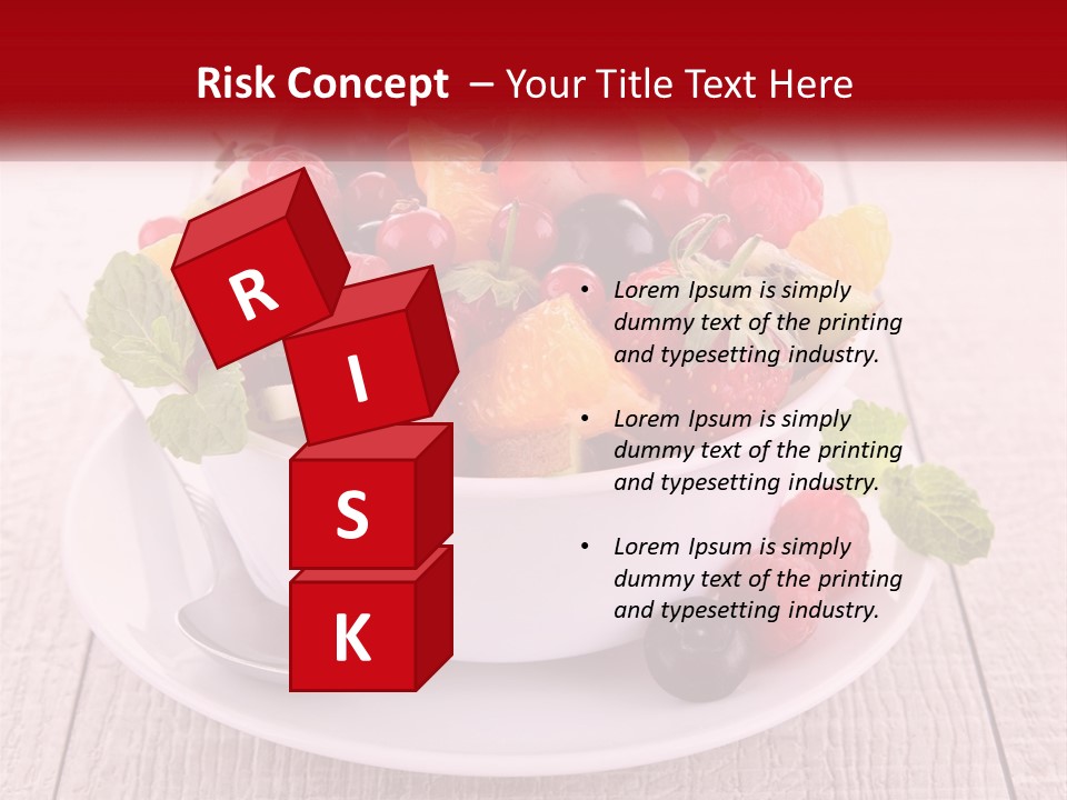 A Bowl Of Fruit With A Spoon On A Plate PowerPoint Template