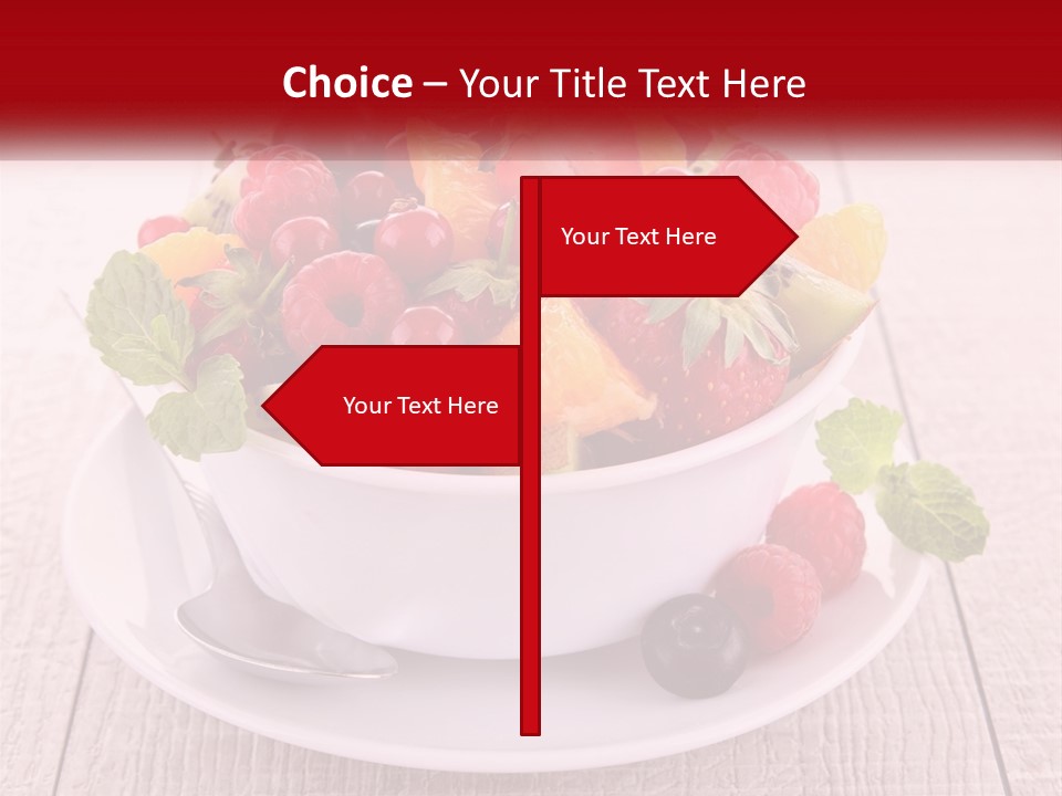 A Bowl Of Fruit With A Spoon On A Plate PowerPoint Template