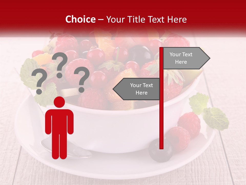 A Bowl Of Fruit With A Spoon On A Plate PowerPoint Template