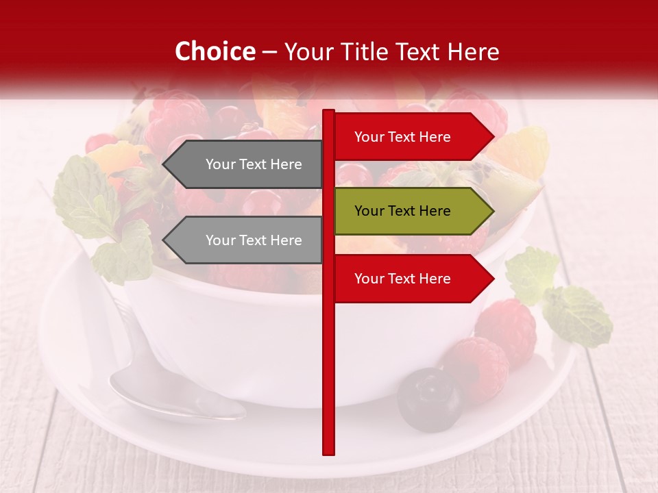 A Bowl Of Fruit With A Spoon On A Plate PowerPoint Template