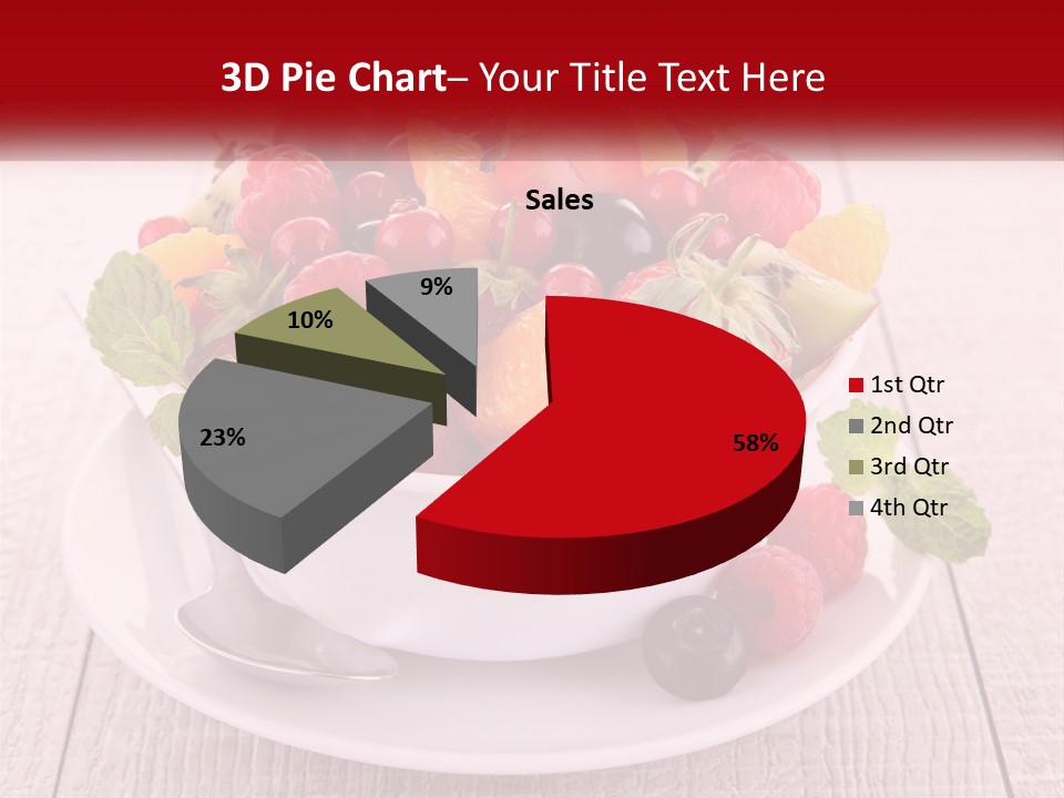 A Bowl Of Fruit With A Spoon On A Plate PowerPoint Template