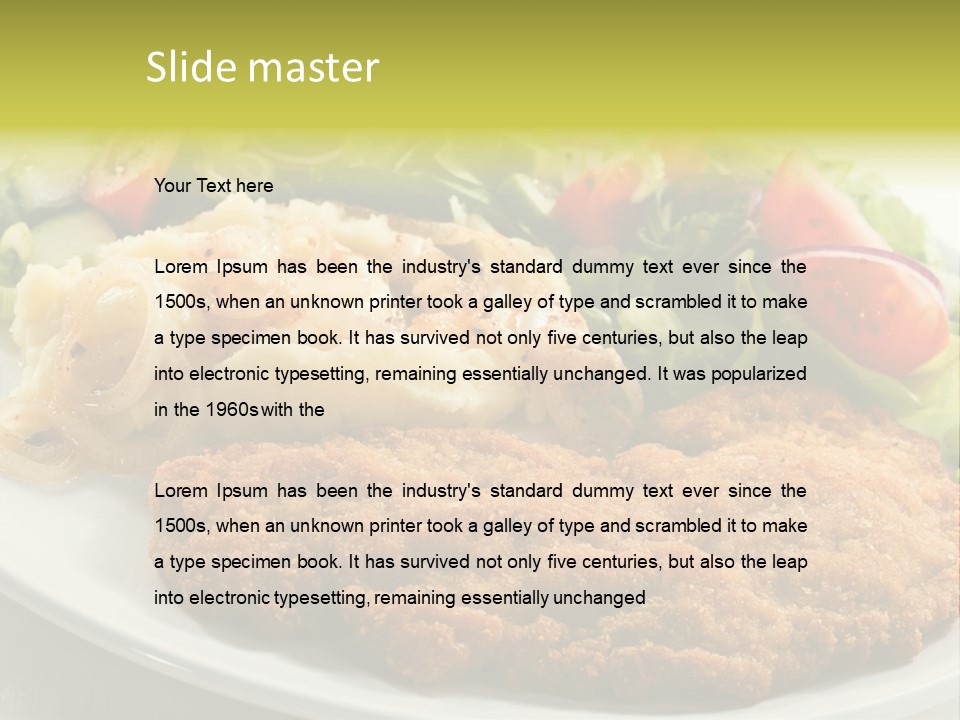 A Plate Of Food With A Salad And Some Meat PowerPoint Template