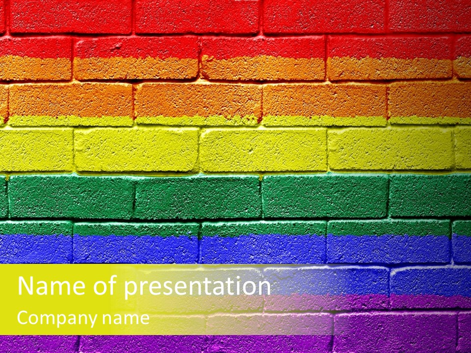 A Rainbow Colored Brick Wall With The Word Name Of Presentation PowerPoint Template