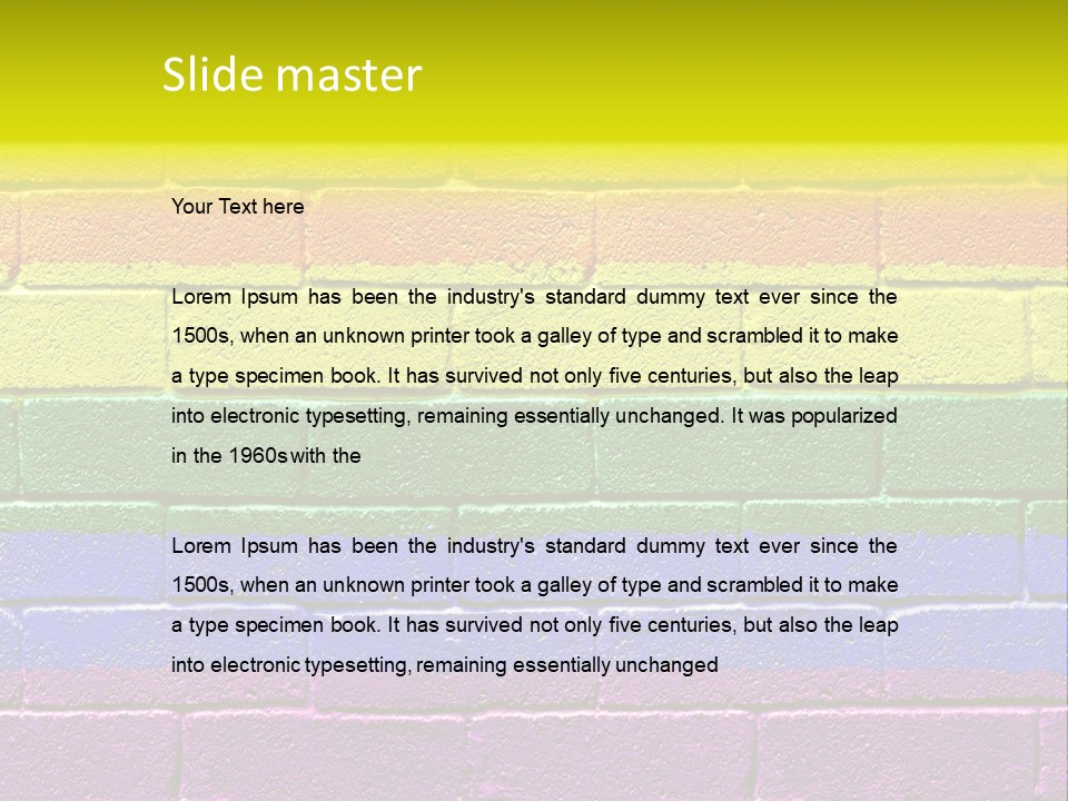 A Rainbow Colored Brick Wall With The Word Name Of Presentation PowerPoint Template