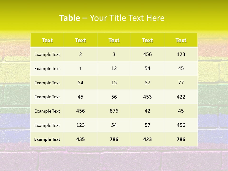 A Rainbow Colored Brick Wall With The Word Name Of Presentation PowerPoint Template