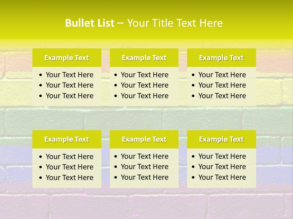 A Rainbow Colored Brick Wall With The Word Name Of Presentation PowerPoint Template