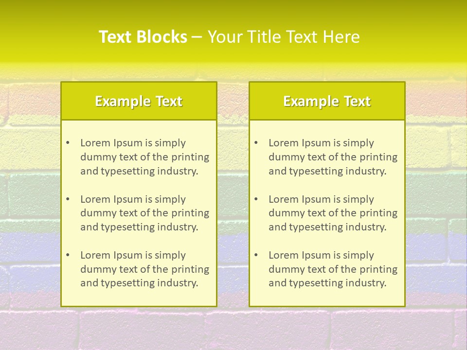 A Rainbow Colored Brick Wall With The Word Name Of Presentation PowerPoint Template