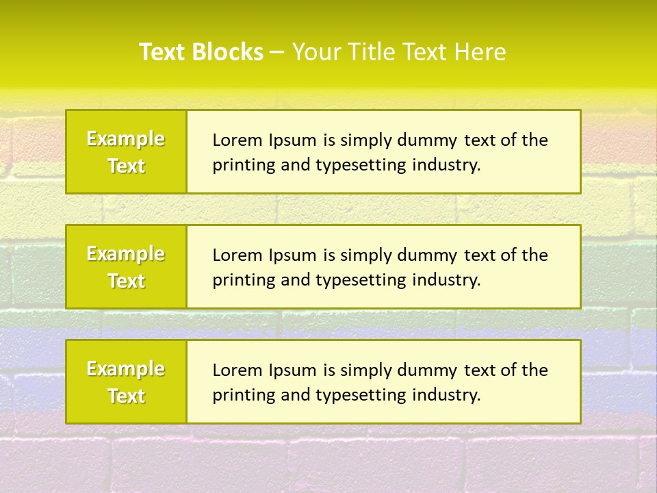 A Rainbow Colored Brick Wall With The Word Name Of Presentation PowerPoint Template