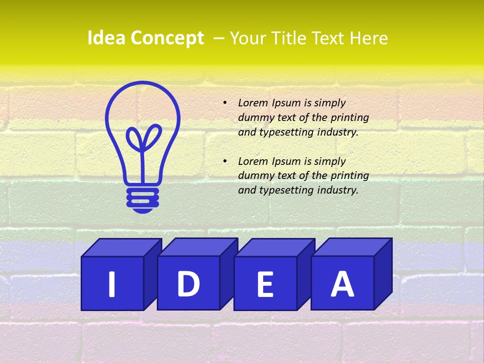 A Rainbow Colored Brick Wall With The Word Name Of Presentation PowerPoint Template