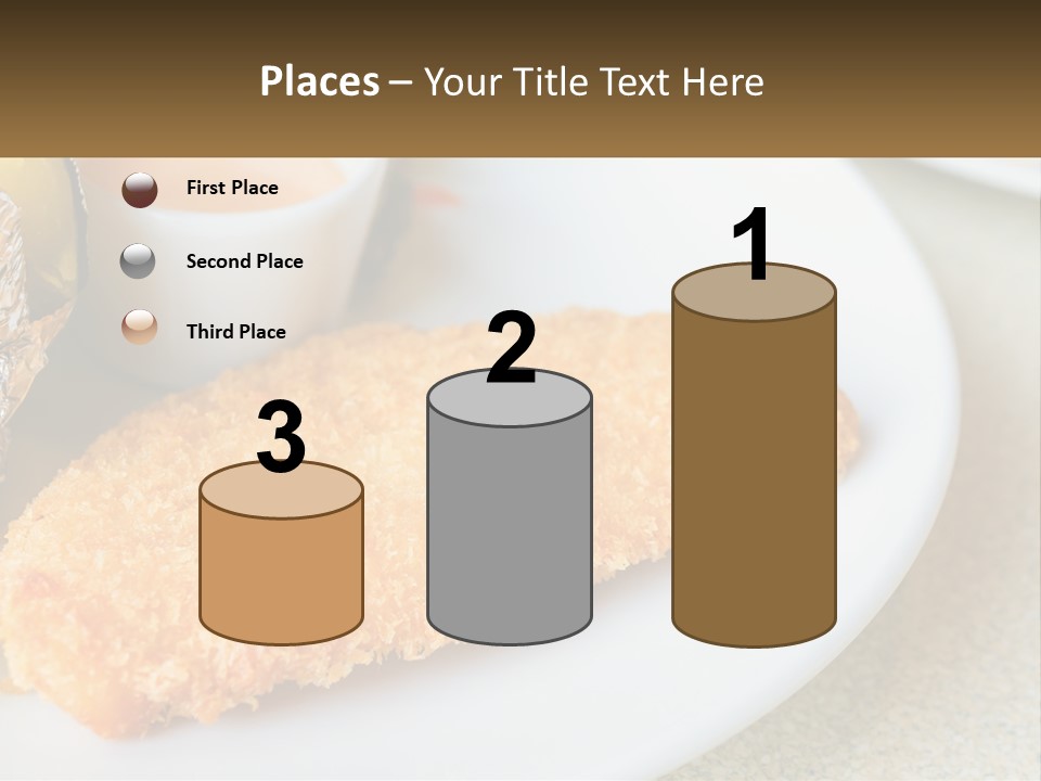 A White Plate Topped With A Piece Of Fish Next To A Cup Of Sauce PowerPoint Template