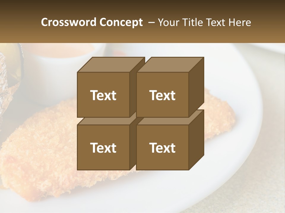 A White Plate Topped With A Piece Of Fish Next To A Cup Of Sauce PowerPoint Template