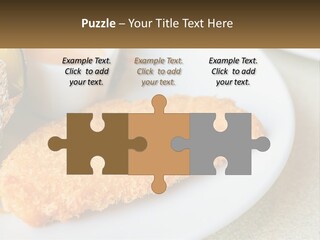 A White Plate Topped With A Piece Of Fish Next To A Cup Of Sauce PowerPoint Template