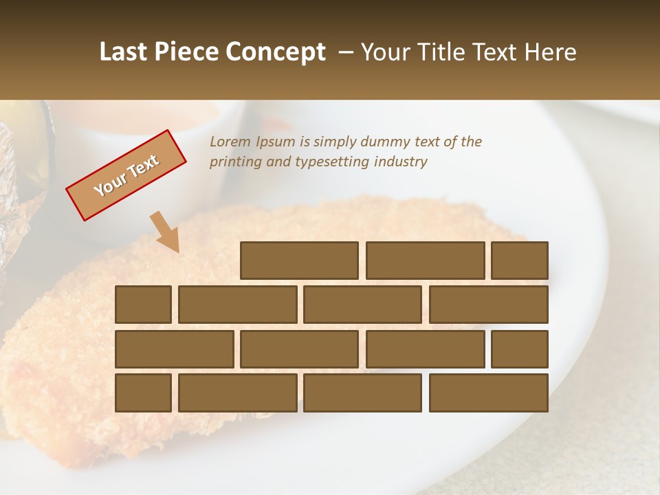 A White Plate Topped With A Piece Of Fish Next To A Cup Of Sauce PowerPoint Template