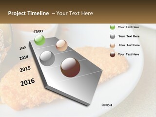 A White Plate Topped With A Piece Of Fish Next To A Cup Of Sauce PowerPoint Template