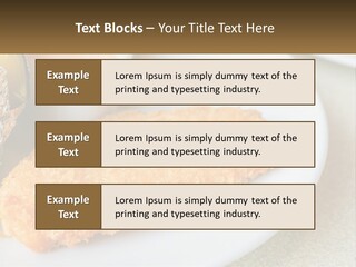A White Plate Topped With A Piece Of Fish Next To A Cup Of Sauce PowerPoint Template