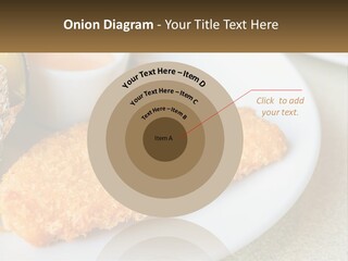A White Plate Topped With A Piece Of Fish Next To A Cup Of Sauce PowerPoint Template