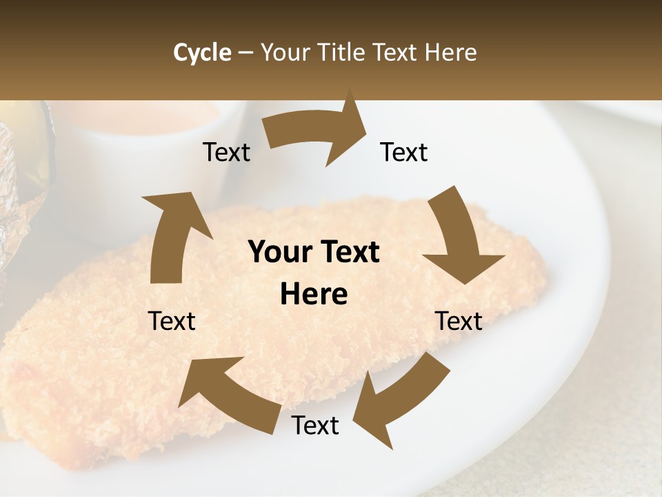 A White Plate Topped With A Piece Of Fish Next To A Cup Of Sauce PowerPoint Template