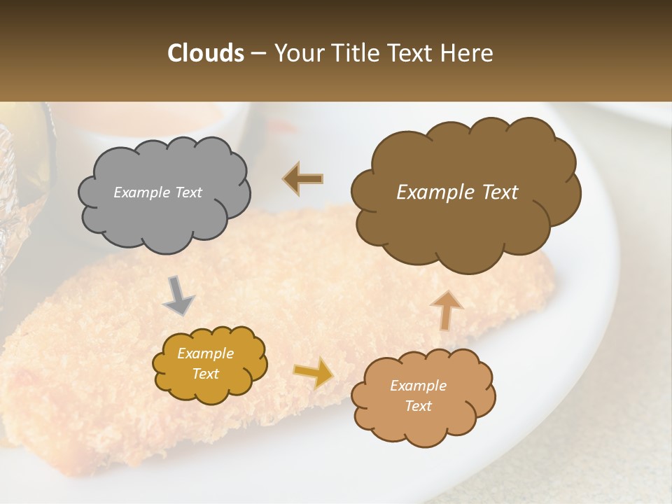 A White Plate Topped With A Piece Of Fish Next To A Cup Of Sauce PowerPoint Template