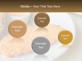 A White Plate Topped With A Piece Of Fish Next To A Cup Of Sauce PowerPoint Template