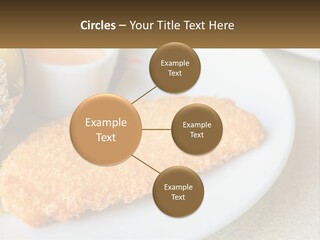 A White Plate Topped With A Piece Of Fish Next To A Cup Of Sauce PowerPoint Template