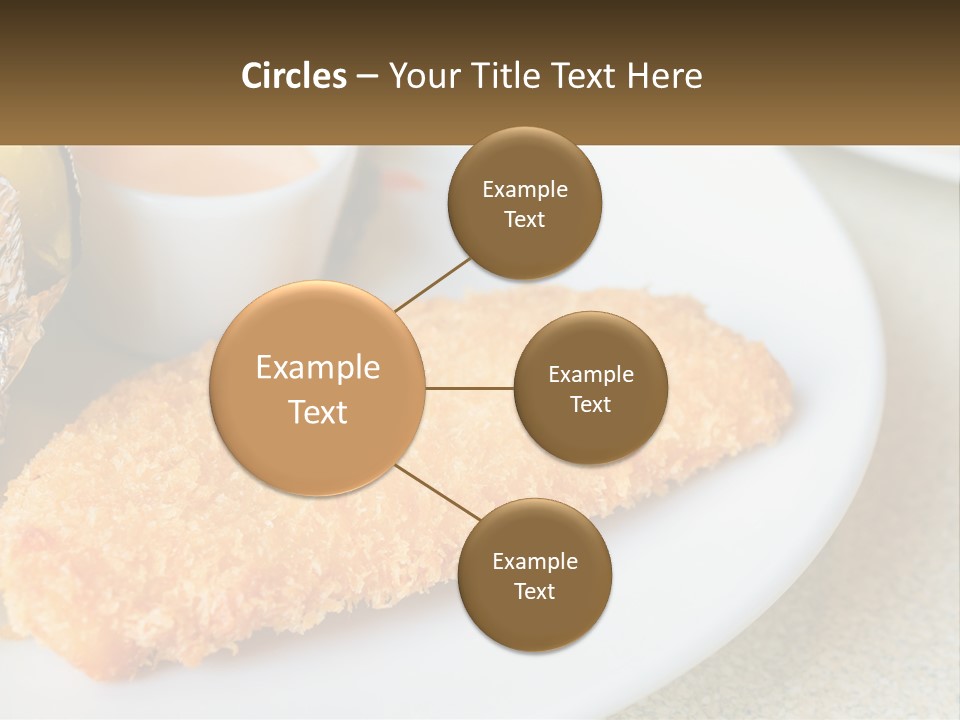 A White Plate Topped With A Piece Of Fish Next To A Cup Of Sauce PowerPoint Template