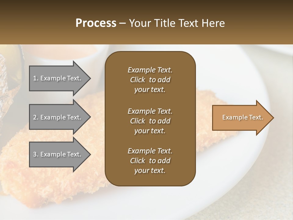 A White Plate Topped With A Piece Of Fish Next To A Cup Of Sauce PowerPoint Template