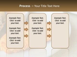 A White Plate Topped With A Piece Of Fish Next To A Cup Of Sauce PowerPoint Template