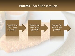 A White Plate Topped With A Piece Of Fish Next To A Cup Of Sauce PowerPoint Template