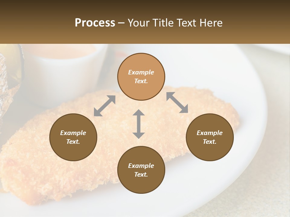 A White Plate Topped With A Piece Of Fish Next To A Cup Of Sauce PowerPoint Template