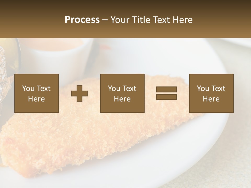 A White Plate Topped With A Piece Of Fish Next To A Cup Of Sauce PowerPoint Template