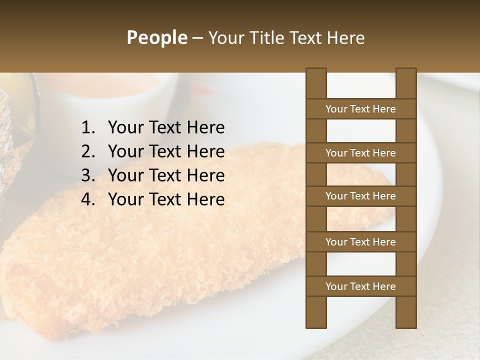 A White Plate Topped With A Piece Of Fish Next To A Cup Of Sauce PowerPoint Template