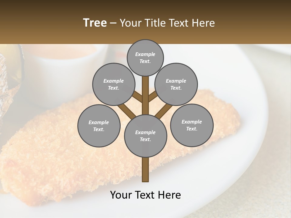 A White Plate Topped With A Piece Of Fish Next To A Cup Of Sauce PowerPoint Template