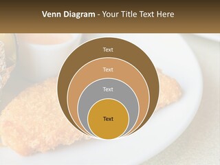 A White Plate Topped With A Piece Of Fish Next To A Cup Of Sauce PowerPoint Template