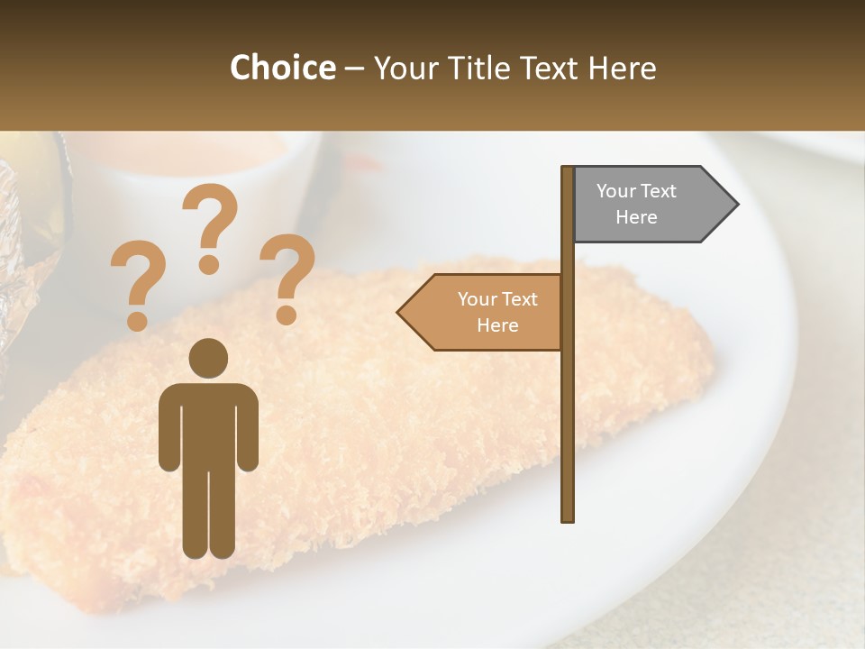 A White Plate Topped With A Piece Of Fish Next To A Cup Of Sauce PowerPoint Template