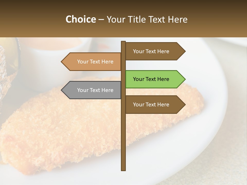 A White Plate Topped With A Piece Of Fish Next To A Cup Of Sauce PowerPoint Template